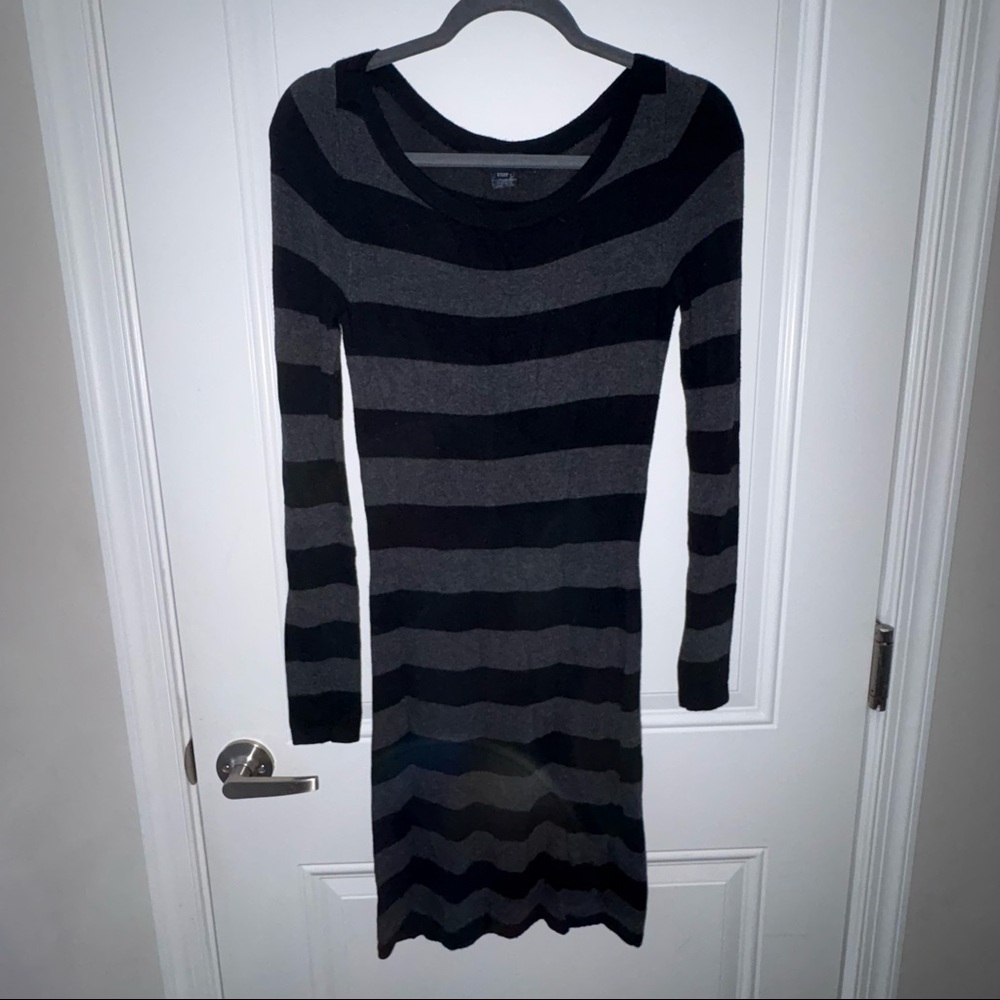 Striped Knit Sweater Dress Bodycon